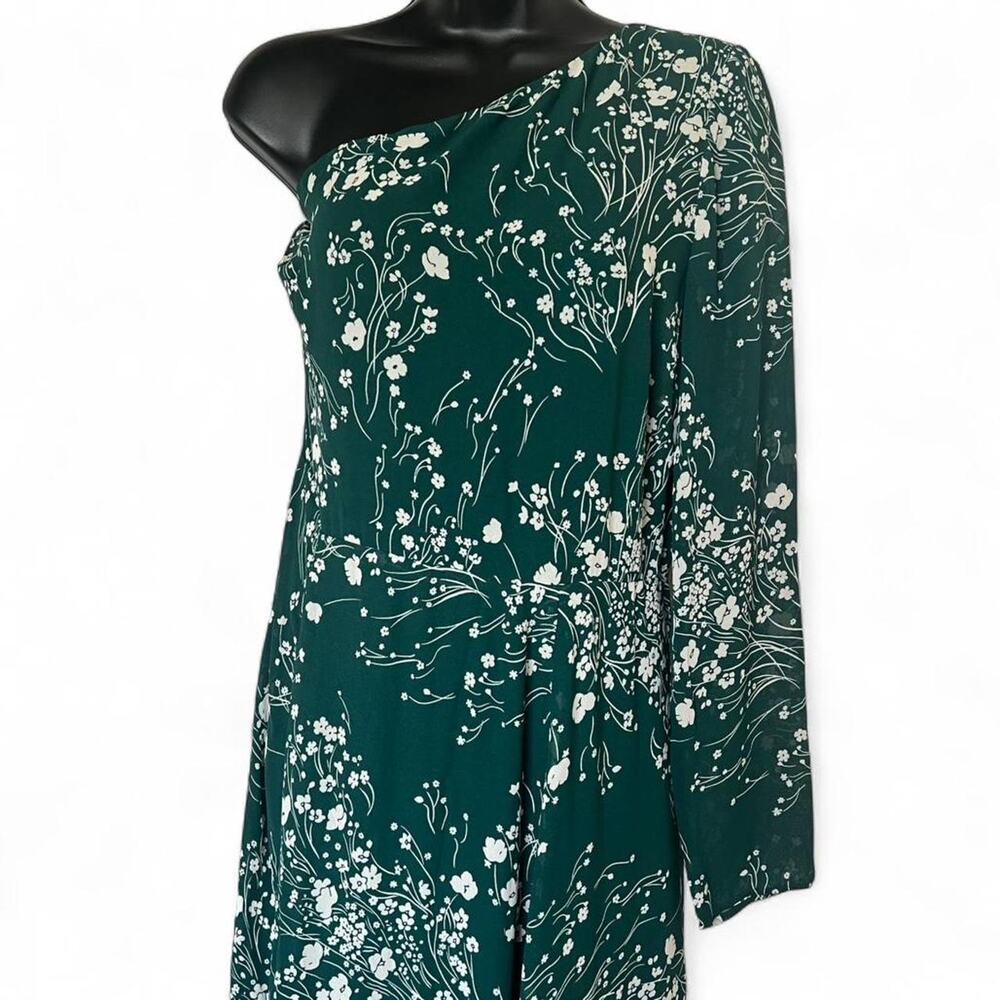 Reformation Green Floral One Shoulder Midi Dress Size 12 NWT Cottagecore